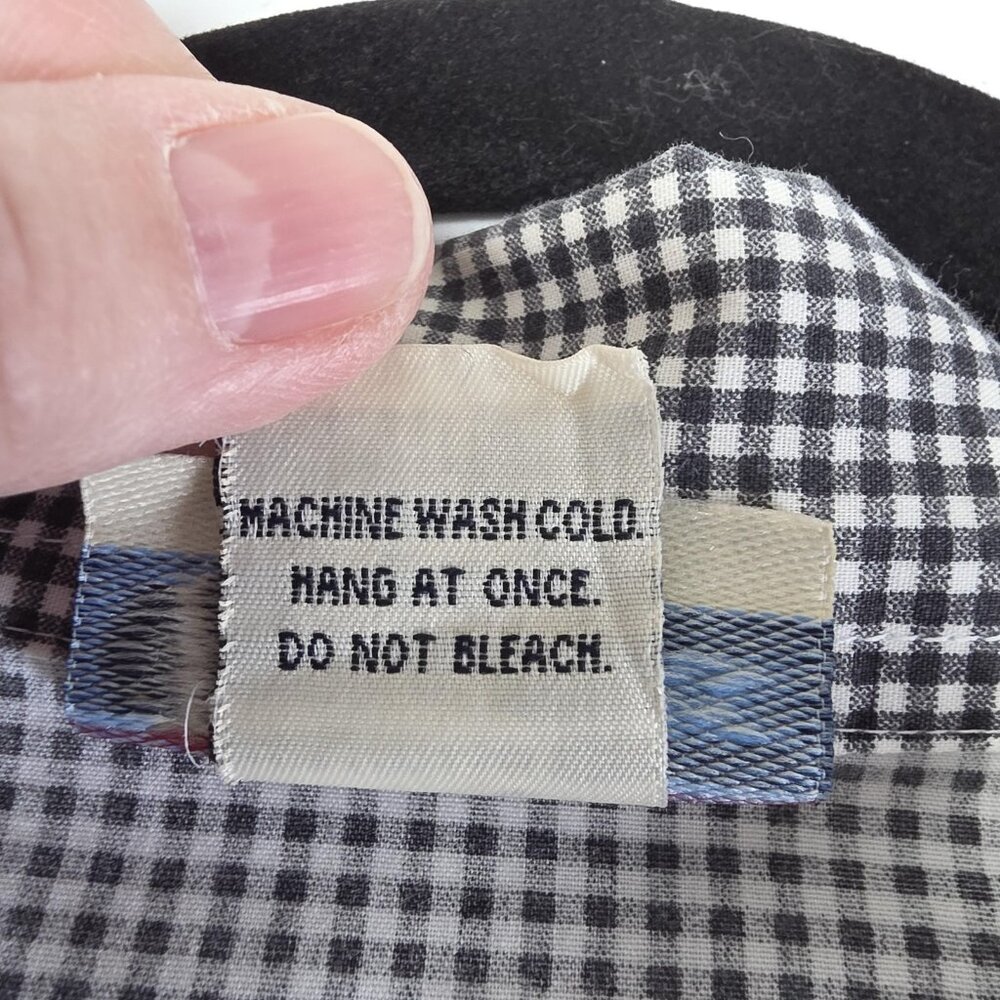 Las Olas Shirt Womens 1X Black Check Button 50s Rock Car Dancers Embroidered Top - Picture 8 of 10